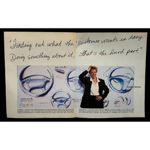 GM General Motors Print Ad Vintage 1994 Liz Wetzel Cadillac Design Team Drawings